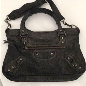 BALENCIAGA Mini City Bag in Black Metallic